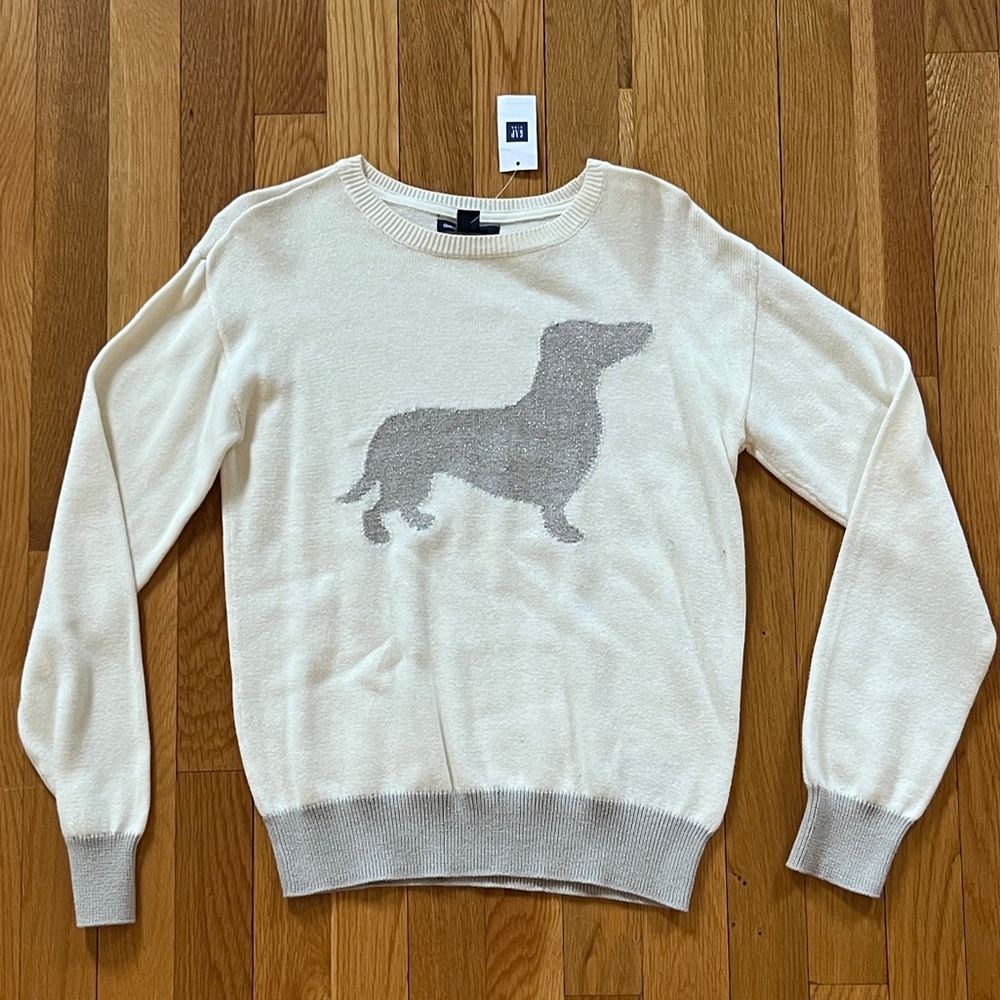 Gap Kids Cream Dachshund Sweater NWT XXL 14-16 girls.
